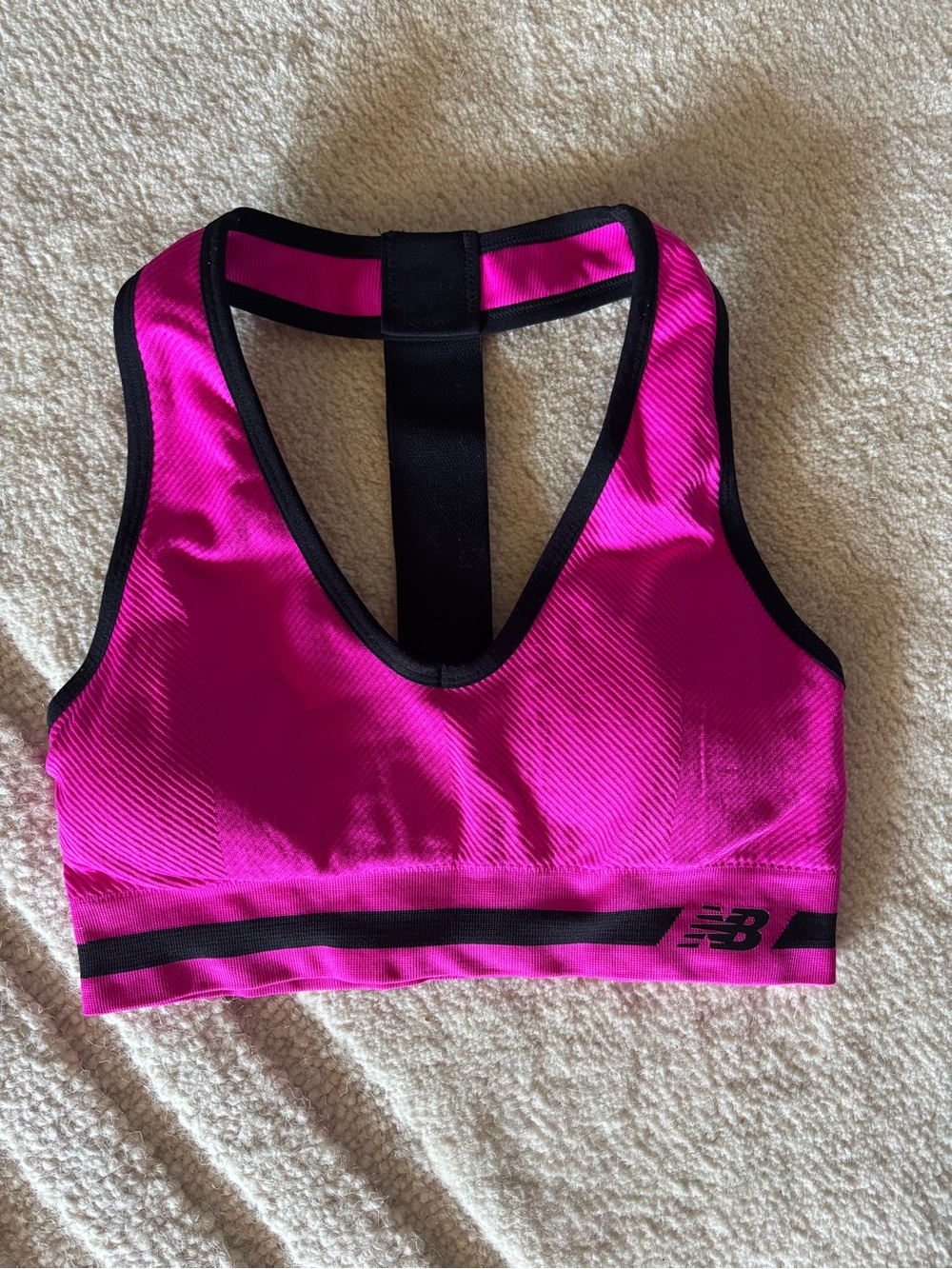 New Balance Hot Pink Sports Bra with Black Trim